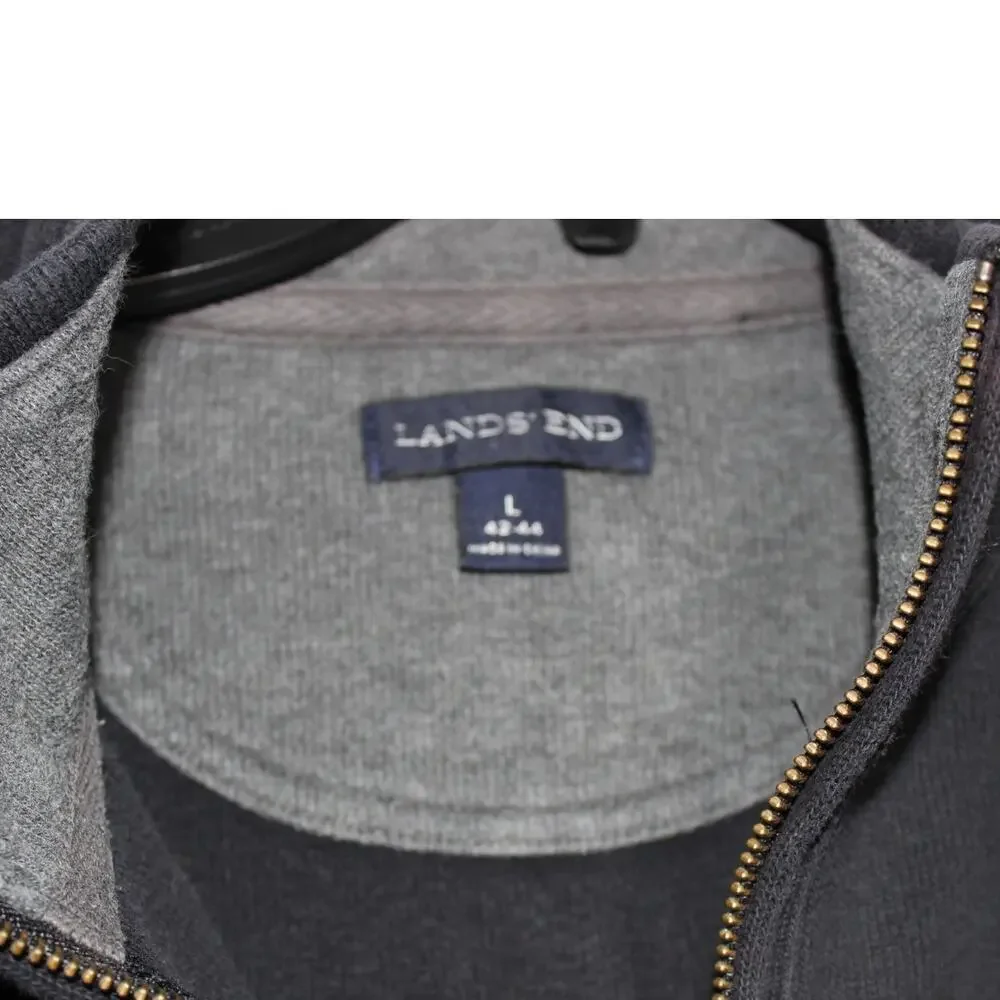 Lands End Men's Bedford Rib Quarter Zip Sweater Size L‎ 42-44 Charcoal